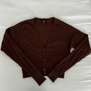 Brown Lulu’s Cropped Cardigan